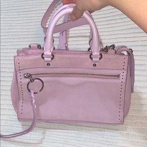 REBECCA MINKOFF MICRO BEDFORD ZIP SUEDE SATCHEL